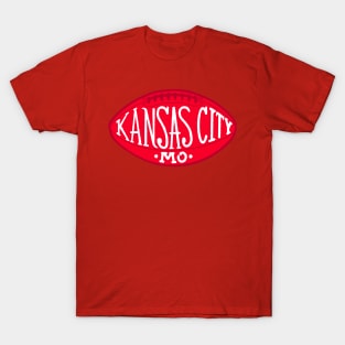 Kansas City MO Hand-Drawn Football Typography Design T-Shirt